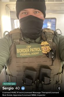 Individual wearing CBP Border Patrol tactical gear